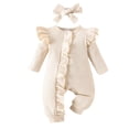 thumbnail image 3 of Baby Bodysuits Unisex Bodysuit Boys Girls Clothes Newborn Baby Girl Ruffle Long Sleeves Corduroy Romper Bodysuit,corduroy romper 6-12 Months, 3 of 9