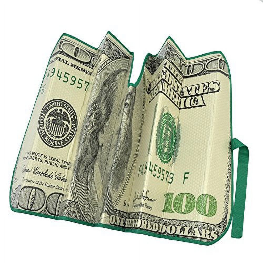 Hundred Dollar Bill Auto Sun Shade for Car SUV Truck - Bubble Foil Jumbo Folding Accordion AS-767