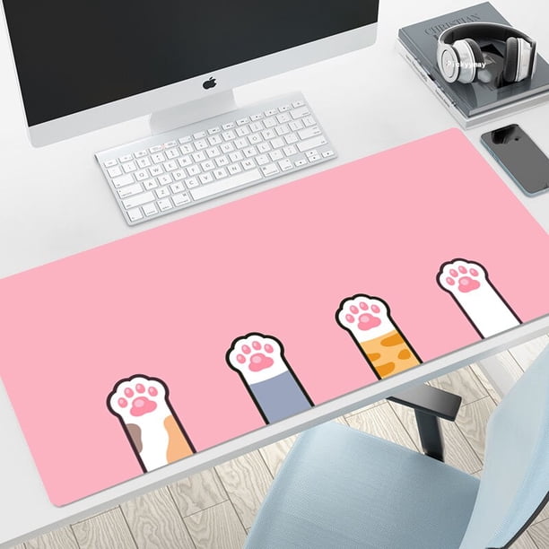 Alfombrilla de ratón Kawaii Cat para Gamer, alfombrilla grande XXL para ratón, teclado grande, alfombrilla de escritorio para ordenador portátil LIUWENJING unisex