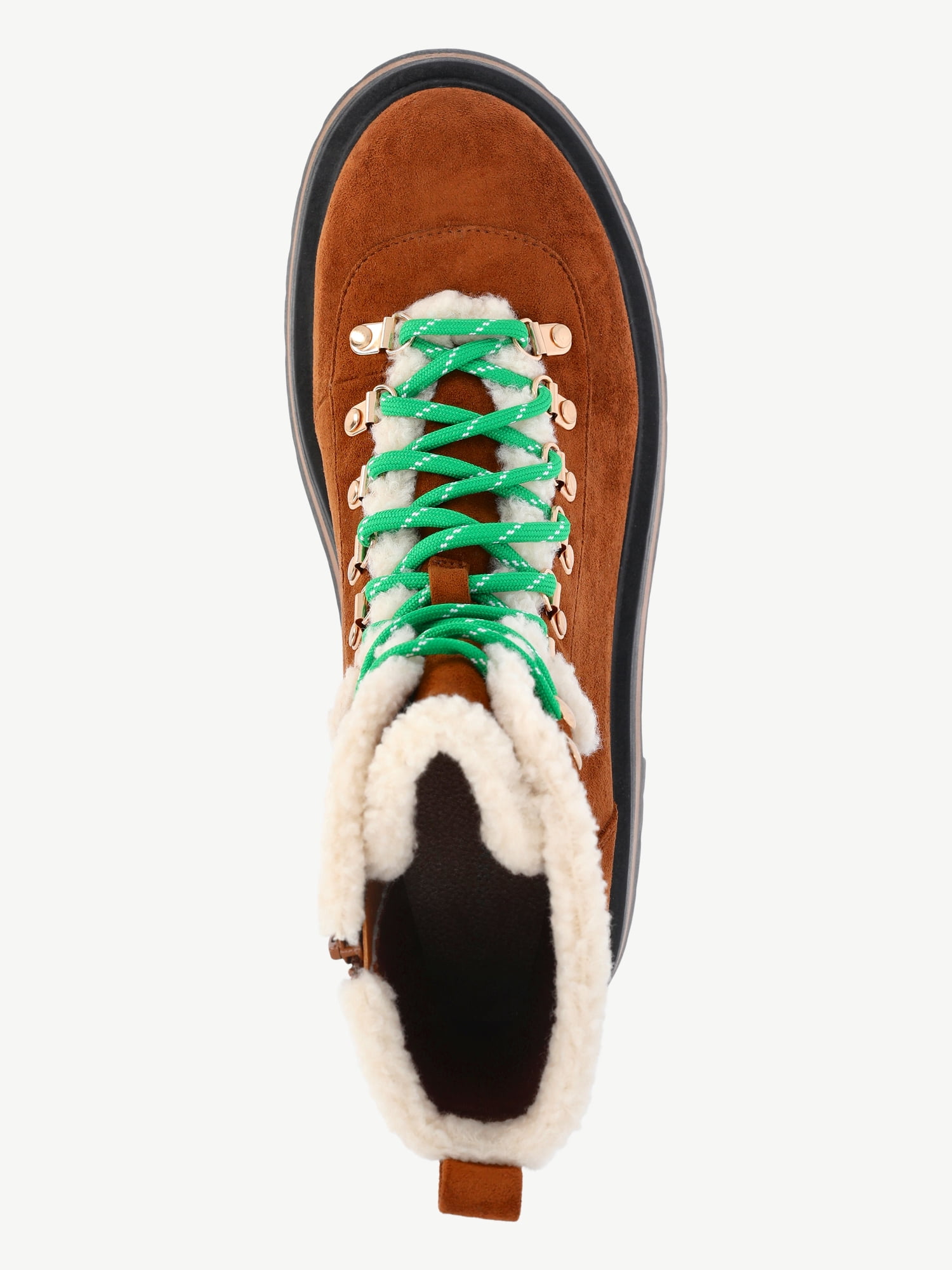 Free Assembly Women's Lace-Up Faux Shearling Booties