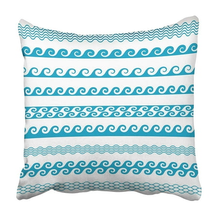 - CMFUN Blue Greek Wave Line Pattern Borders Water Marine Nautical Sea Abstract Clipart Curl Pillowcase 18x18 inch