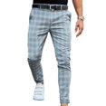 thumbnail image 1 of Pantalones chinos a cuadros para hombre Pantalones a cuadros ajustados formales de negocios informales, 1 of 3
