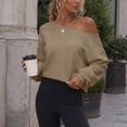thumbnail image 5 of NominalSnug Cropped Sweatshirts for Women off Shoulder Long Sleeve Crop Top Fall Pullover Tops, 5 of 8