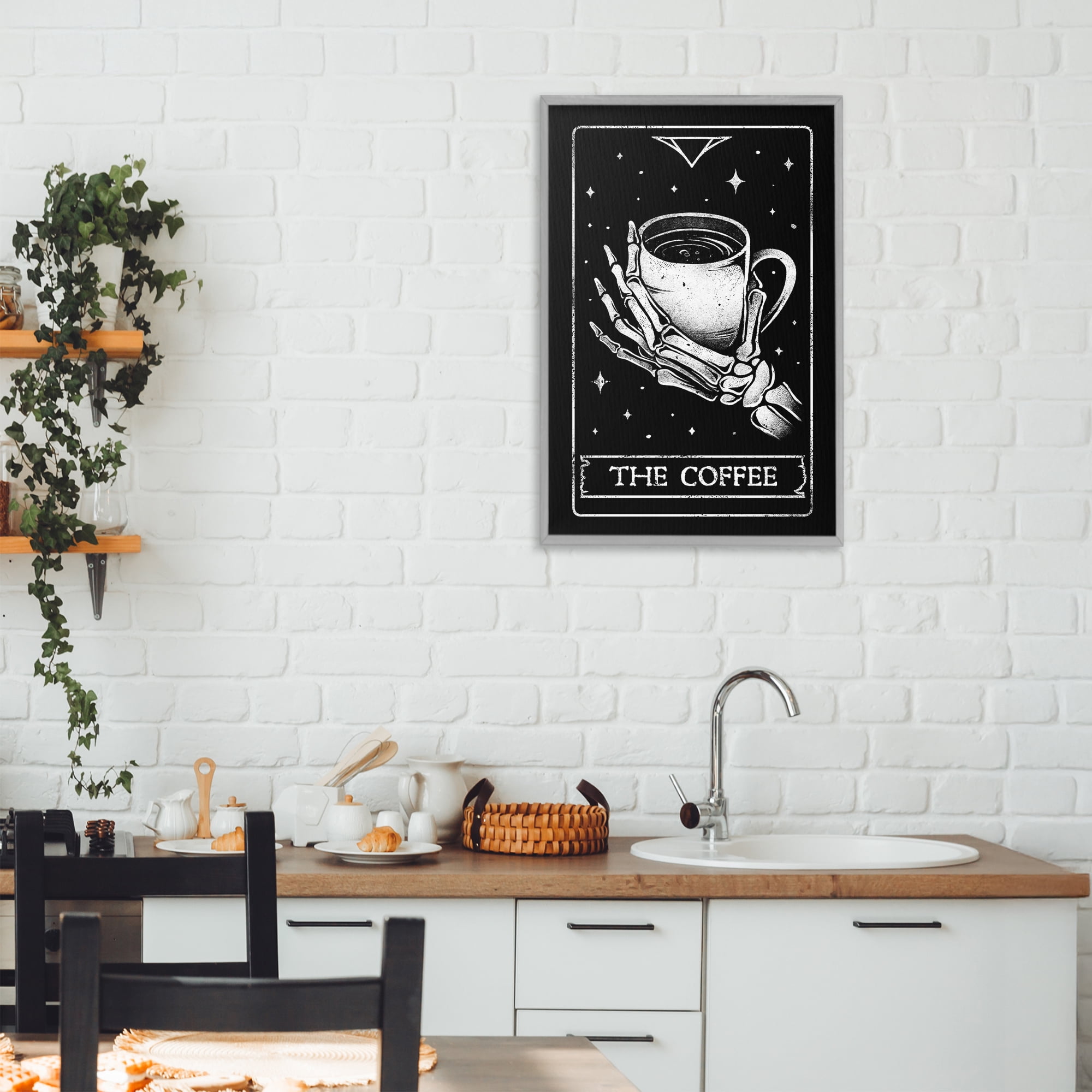 Stupell Industries The Coffee Tarot Card Gray Framed Giclee Art, design by EduEly Designs
