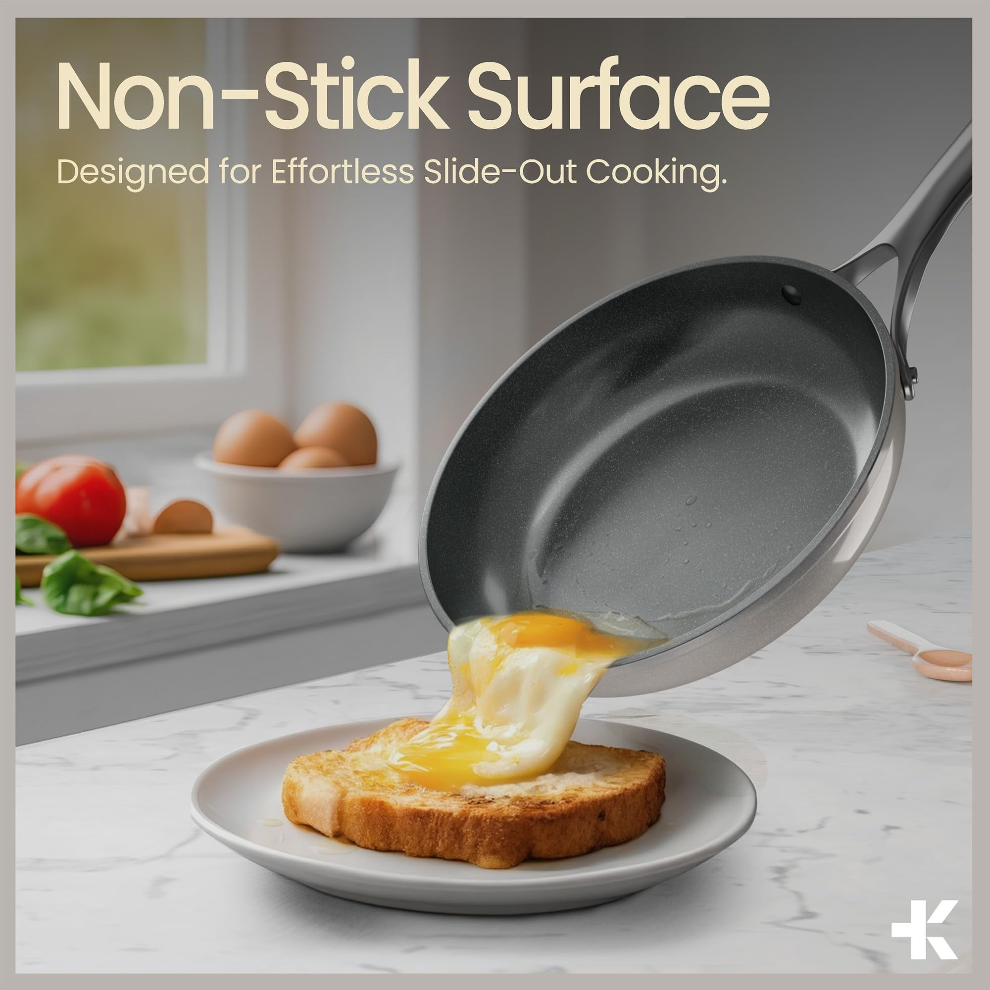 Bakken 12-Piece Aluminum Cookware Set with Ceramic Nonstick, All-Stovetop Safe to 500°F, Pots & Pans with Lids, Silicone Utensils, Dishwasher Safe