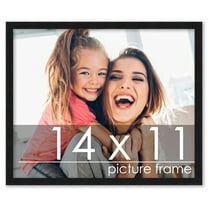 14x11 Black Wood Picture Frame - UV Acrylic, Foam Board Backing, Hanging Hardware