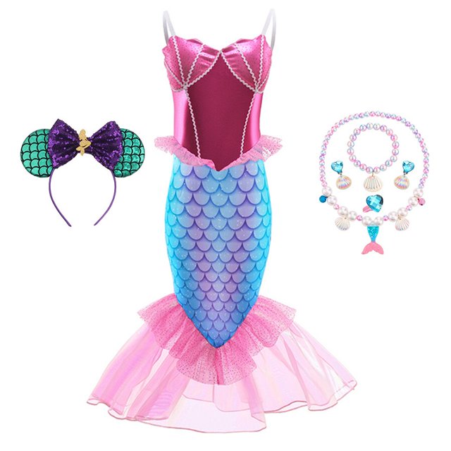 Disfraz de sirenita para niñas, vestido de princesa Ariel, Halloween, Carnaval, fiesta de cumpleaños, ropa de bebé zhangmengya unisex