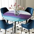 thumbnail image 3 of Purple Teal Ombre Round Fitted Tablecloth with Elastic Edge, Waterproof Table Cloth Table Cover for 55"-60" Tables, Abstract Modern Oil Painting Gradient Tablecloths for Dining Picnic Indoor Outdoor, 3 of 9