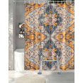 thumbnail image 3 of Split Shower Curtain for Transfer Bench, Boho Blue Fabric Shower Curtains for Bathroom, Ethnic Middle Century Geometric Abstract Art Tub Sliding Transfer Bench Waterproof Bath Curtains 72"x84", 3 of 9