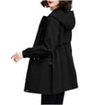thumbnail image 4 of Ohufall Womens Jacket Windproof Hooded Long Sleeve Zip Front Jacket Adjustable Waist Multi Cargo Pocket Fashion Coat, 4 of 4