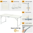 thumbnail image 6 of Hassch 4ft Portable Folding Outdoor Table, Lightweight Camping/Picnic Table with Aluminum Alloy Frame, Travel Utility Table for Indoor/Outdoor Use, White, 6 of 10
