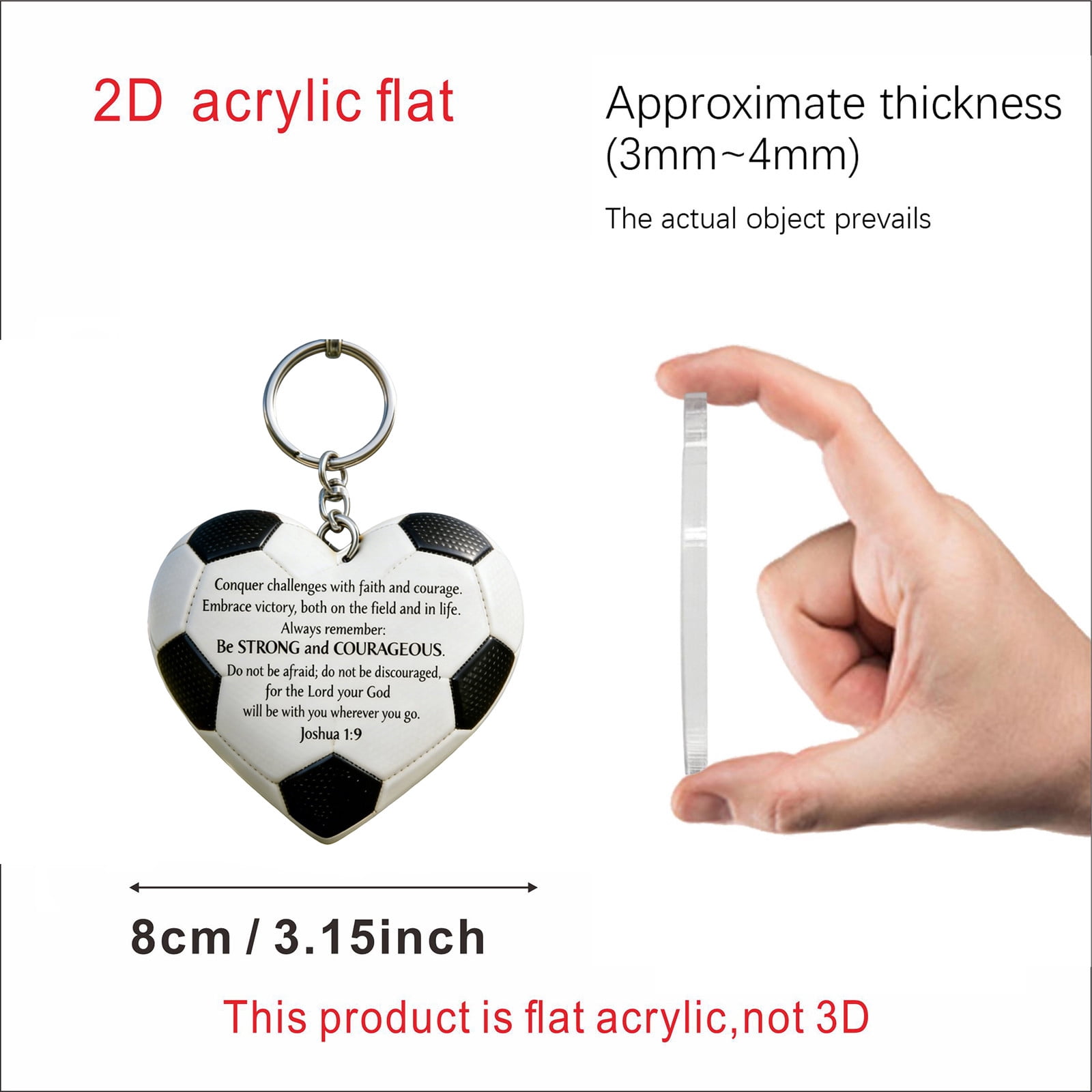10Pcs Faiths In The Game Keychain, Yannianjz Faiths In The Game Heart Soccer Keychain, Inspirational Plastic Sport Key Ring, Soccer Ball Charm for Athletes, Motivation, Gifts