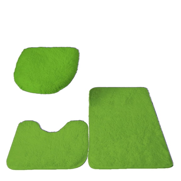 Bathroom Toilet Rug, Bath Mat Non Slip, 20X33 In, Bright Green, Toilet Mats for Bathroom U Shaped, Anti Slip Bath Mat, Toilet Lid Cover, Rug for Bathroom, 3 Set