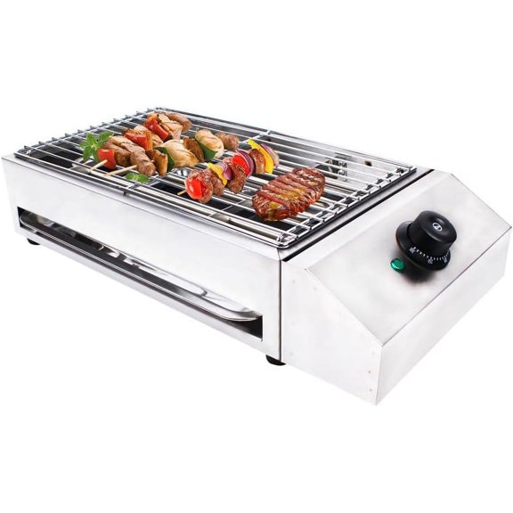 Smokeless Indoor Grill, 1800W Electric Grill with Adjustable Temperature 122°F-302°F and Removable Stainless Steel Griddle, Perfect for Restaurant, Camping, or Party Use