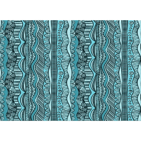 Ahgly Company Indoor Rectangle Patterned Deep-Sea Blue Area Rugs, 7' x 10'
