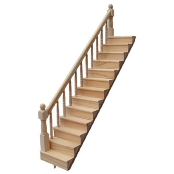 Miniature 1:12 Dollhouse Staircase Model Wooden Doll House Decoration DIY with Left