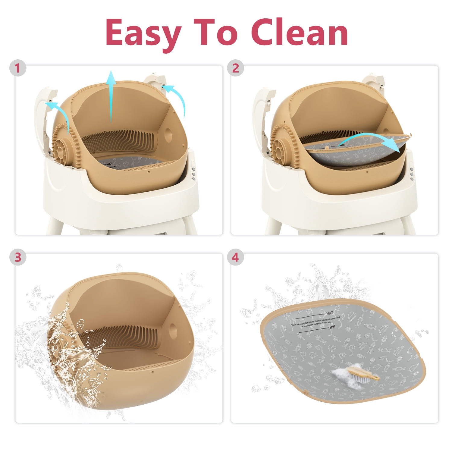 PetPivot Automatic Cat Litter Box Self-Cleaning with Safety Protection, Mat and Trash Bags Included, Brown