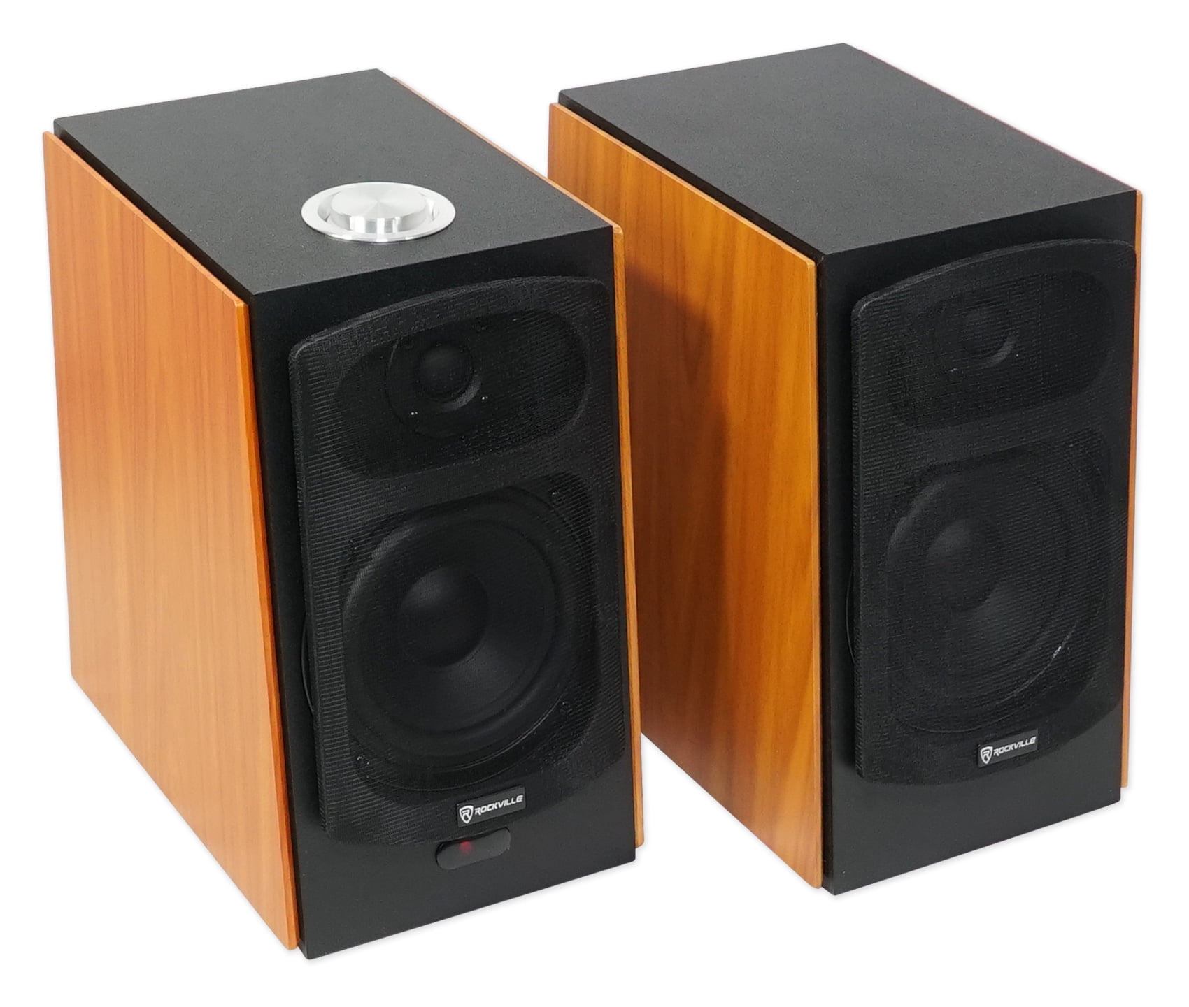 (2) Rockville HD5 5" Bluetooth Bookshelf Home Theater Speakers+Wood Stands