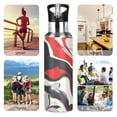 thumbnail image 5 of Red Black Liquid Marble Stainless Steel Water Bottle 34oz/1000ml Double Wall Vacuum Insulation Leakproof for Sports Travel, 5 of 9