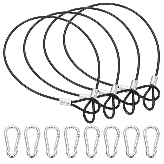 Uxcell 12" Safety Cable Lock 4Pcs 304 Stainless Steel Security Wire Rope Black