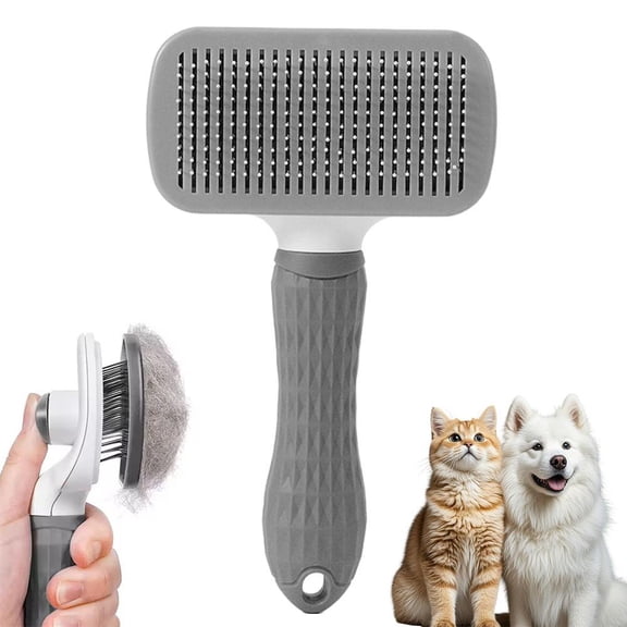 Cat Grooming Brush,Self Cleaning Shedding Brush - Skin Friendly Grooming Tool for Dogs,Cats,and Puppies,Deshedding and Hair Removal for Long Short Haired Pets