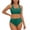 Green, variant on Women's High Waisted Bikini Sets with Push Up Top - 2 Piece Tummy Control Swimsuits Spaghetti Strap Bathing Suits, Solid Color Beach Wear(Red,L)