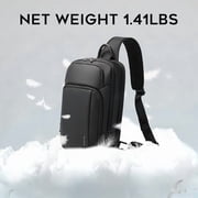 BANGE Unisex 11-Inch Separate Compartment Crossbody Bag, Lightweight Waterproof Commuter Bag(Black)