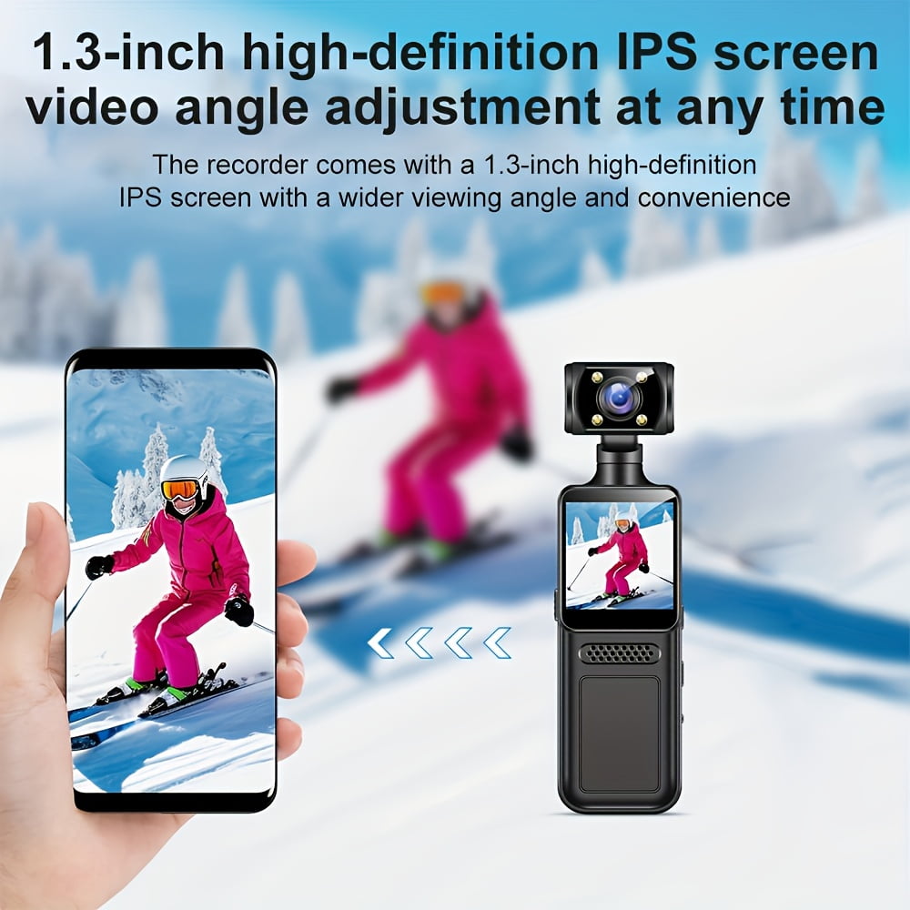 4K WiFi Mini Camera for Vlogging & Sports - 180° Rotatable Wide-Angle Stabilized Camcorder, TF Card Recording, Auto-Exposure, Portable YouTube/TikTok Video Recorder