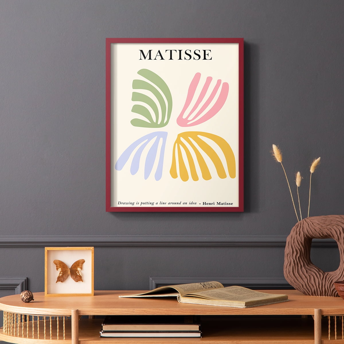 Matisse CDLXXXVIII in Red Solid Wood Framed Print No Nail Hanging