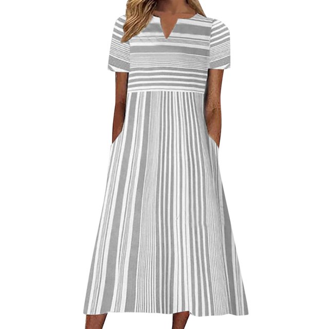 B91xZ Robes Printemps Été pour Femmes Décontractées Simples T-Shirt Robe Ample, Gris TTG