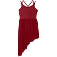 thumbnail image 5 of YONGHS Kids Girls Modern Lyrical Dance Dress Sleeveless Contrast Color Asymmetrical Leotard Dress Burgundy 16, 5 of 6