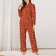 thumbnail image 2 of Balery Pizza Cartoon Conjunto de Pijama con Estampado para Mujer, Conjunto de Dos Piezas con Manga Larga, Ropa de Dormir Suave con Bolsillos, Pijamas Cómodos-Medium, 2 of 7
