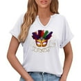 thumbnail image 6 of Fewfanhot Women Clothing Mardi Gras Shirts for Women Carnival V-neck Graphic Party Top, 6 of 6