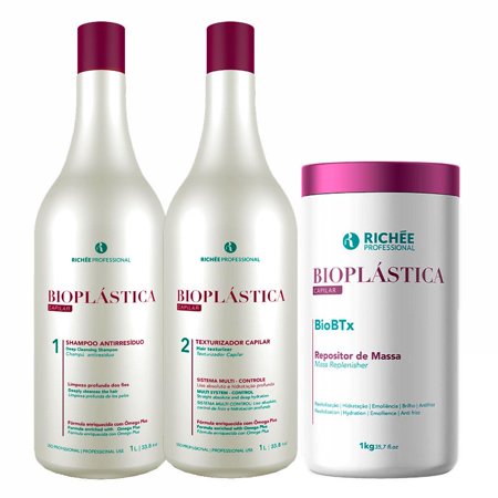 Kit Richée Progressive Btox Bioplástica Total Hair Straightening Hydration Hair Care 3x1L/3x33.8fl.oz