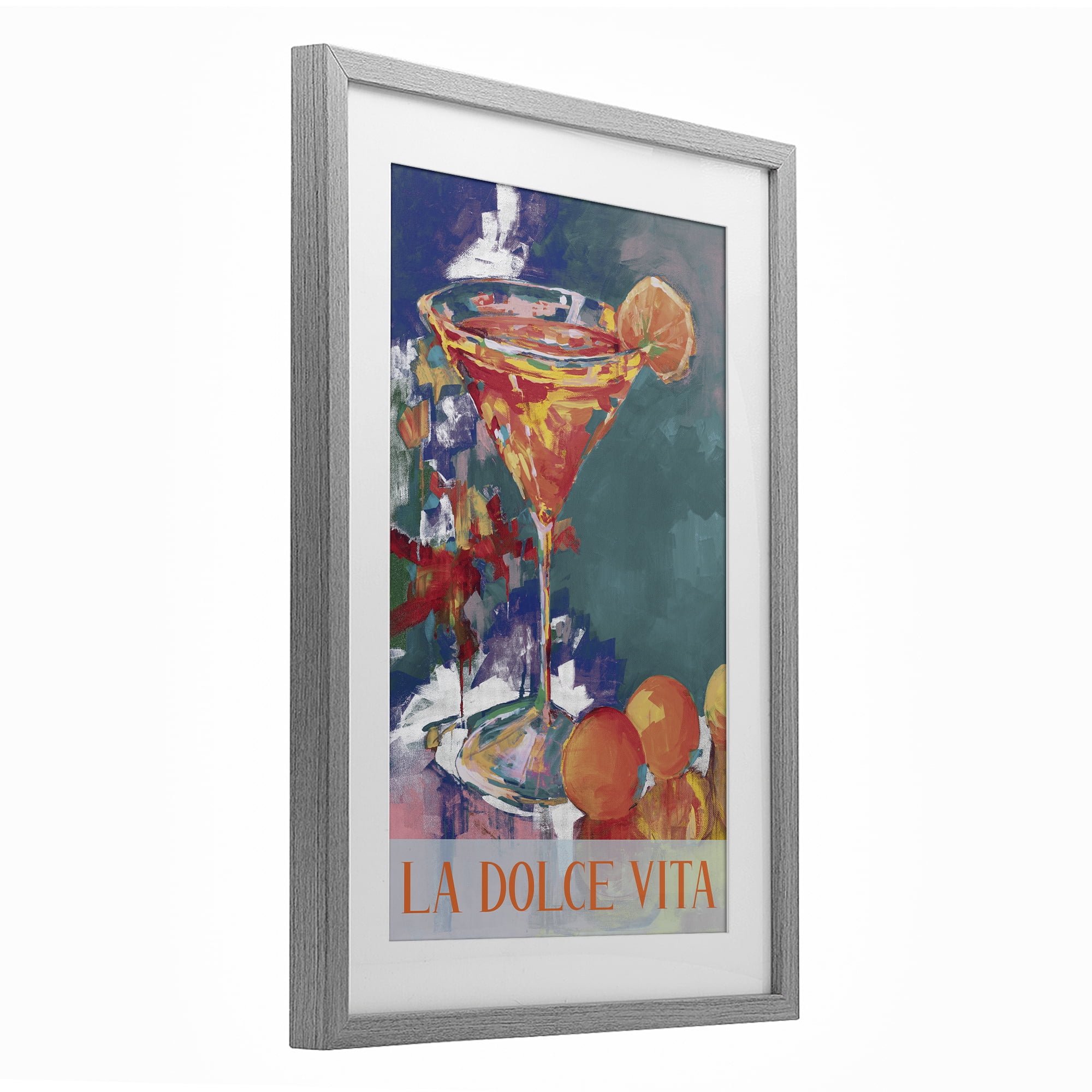 Stupell Industries Citrus Cocktail on Blue Gray Framed Print Under Glass, design by Jane Slivka