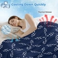 thumbnail image 3 of Navy Blue Cooling Blanket,Lightweight Breathable Summer Throw Blanket with Double Sided Cold Effect,Geometric Leaf Diamond Plaid Abstract Check Picnic Blankets Bed Sheet for Hot Sleepers 60"x80", 3 of 8