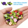 thumbnail image 4 of Uxcell Mini Ribbon Roses, 200Pcs Tiny Satin Fabric Flowers with Green Leaves Rosettes Applique for Crafts Wedding Purple, 4 of 5