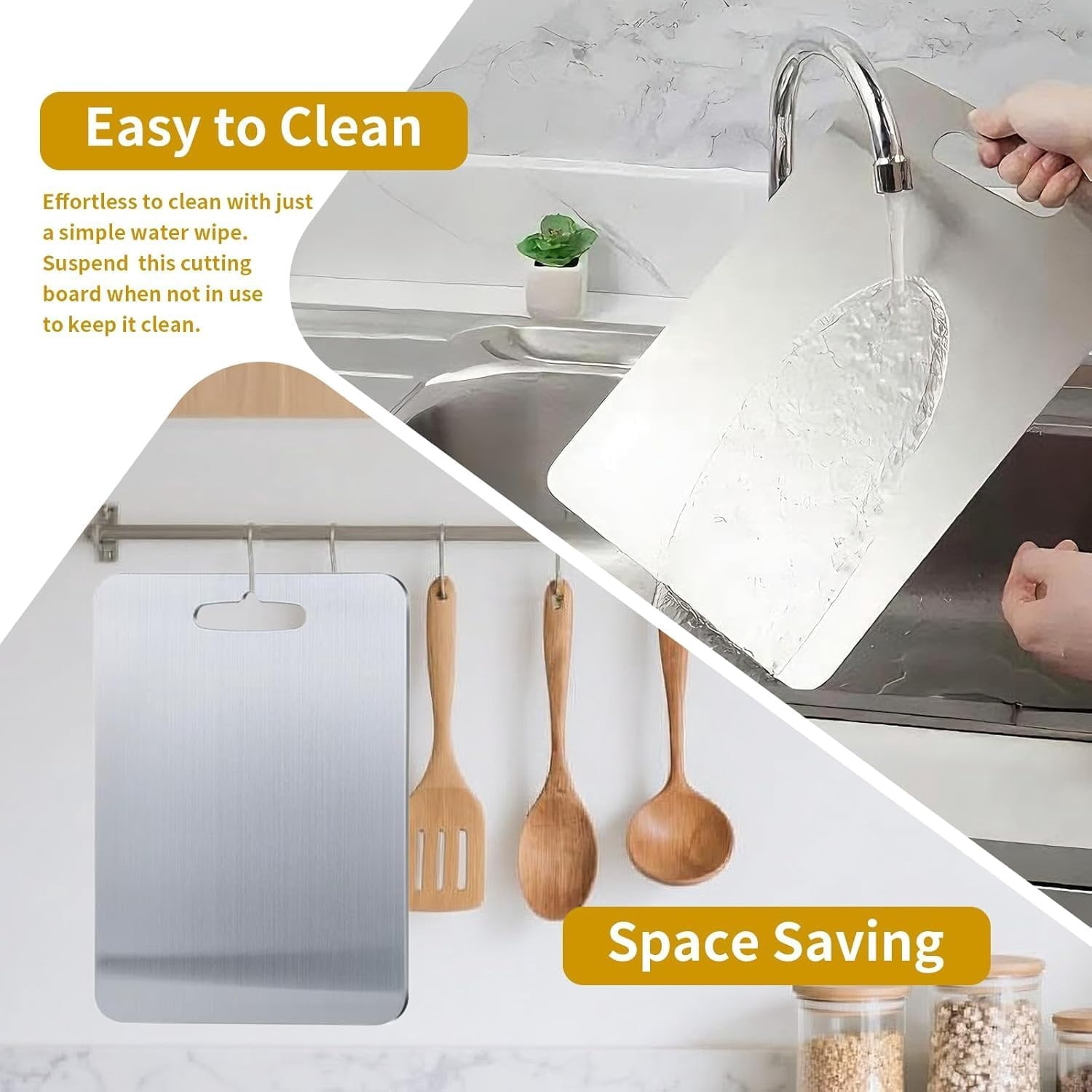 Titanium Cutting Board,  Pure Titanium Cutting Boards for Kitchen, Upgrade Hygiene & Durability Food-Grade Cutting Boards for Meat Fruit & Vegetable (14"L x 10"W)