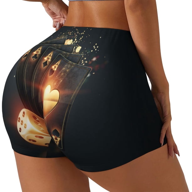 Fotbe Creative Poker Shorts Sin Costuras – Shorts Deportivos de Cintura Alta para Mujer, Elásticos para Gimnasio, Yoga, Running o Ciclismo-XX-Large