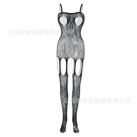 Generic Sexy Lingerie Hollow Mesh One-Piece Stockings Breast Leakage Sling Open File Hanging Empty W275