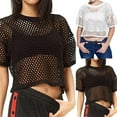 thumbnail image 4 of Womens Fishnet Tank Crop Tops Casual See Through T-Shirt Blouse Summer, 4 of 6