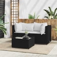 thumbnail image 1 of vidaXL 3 Piece Garden Lounge Set with Cushions Black Poly Rattan, 1 of 5
