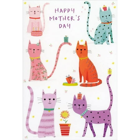 Pictura Six Cats: Flower Pot and Gifts Cute Mother's Day Card