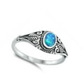 thumbnail image 4 of CHOOSE YOUR COLOR Blue Simulated Opal Ornate Rope Knot Leaf Detail Band Sterling Silver Ring CZ Female Size 6, 4 of 4