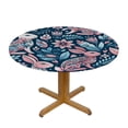 thumbnail image 3 of PIKWEEK Cute Pink Rabbits in Blue Floral Fitted Round Tablecloth Waterproof Table Cloth with Elastic Edge Wipe Clean Table Cover for Indoor Outdoor, 3 of 7
