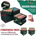 thumbnail image 3 of Lambada Christmas Ornament Storage Box, Large Christmas Storage Container with Side Open, Stackable Xmas Decorations Organizer with Lid - Stores up to 128-3" Ornaments - Oxford Fabric (Green), 3 of 8