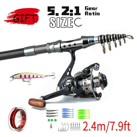Hearth & Gear 1.8m 3.0m Telescopic Fishing Rod Reel Combination Fishing Rod Reel Combo Trout Rod And Left And Right Hand Interchangeable Fishing Reel Set Sea Fishing Rod Sea Fishing Catfish Gear Stand