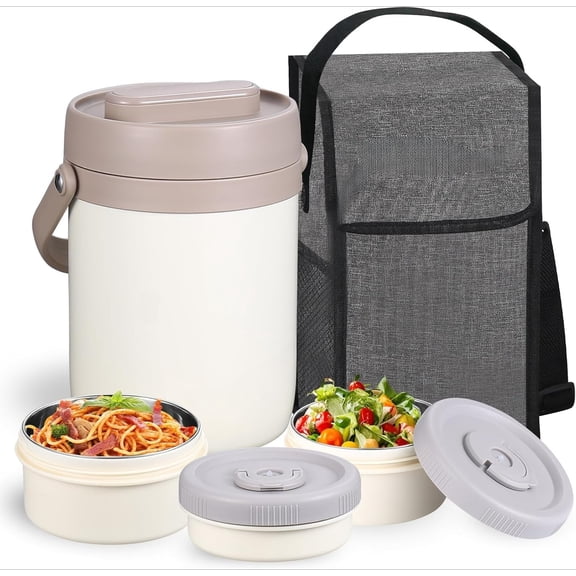 Adults Lunch Vacuum Soup Thermo For Hot Food with Inserts Stackable Bento Box Storage Container,Width Mouth Stainless Steel Portable Insulated Food Jar