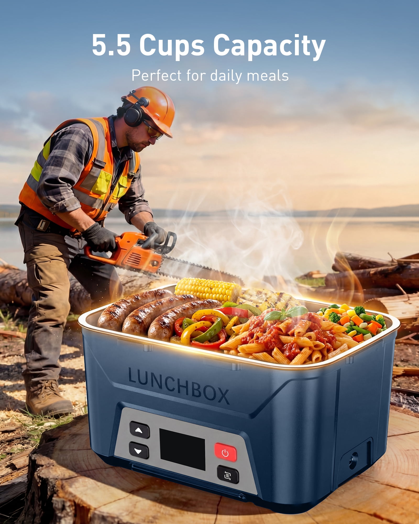 Victsing Cordless Electric Lunch Box, 5.5 Cups Capacity, Auto Keep