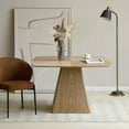 thumbnail image 4 of LeisureMod 47" Square Dining Table in Ash Wood Veneer with Tapered Rectangular Iron Pedestal Base Easy Assembly Seats 4 Person for Kitchen, Office, and Cafes Zephry Collection in Natural Wood, 4 of 14
